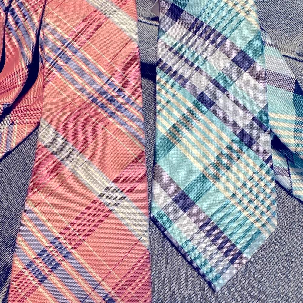 Pair of poly/silk ties.